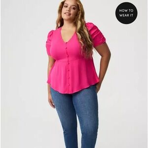 Hot Pink Button-Down Blouse